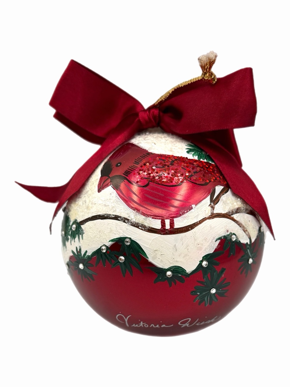 Victoria Wieck 2010 Red Cardinal Christmas Ball Ornament